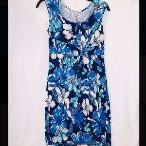 Purple Rain multi color floral above the knee dress.